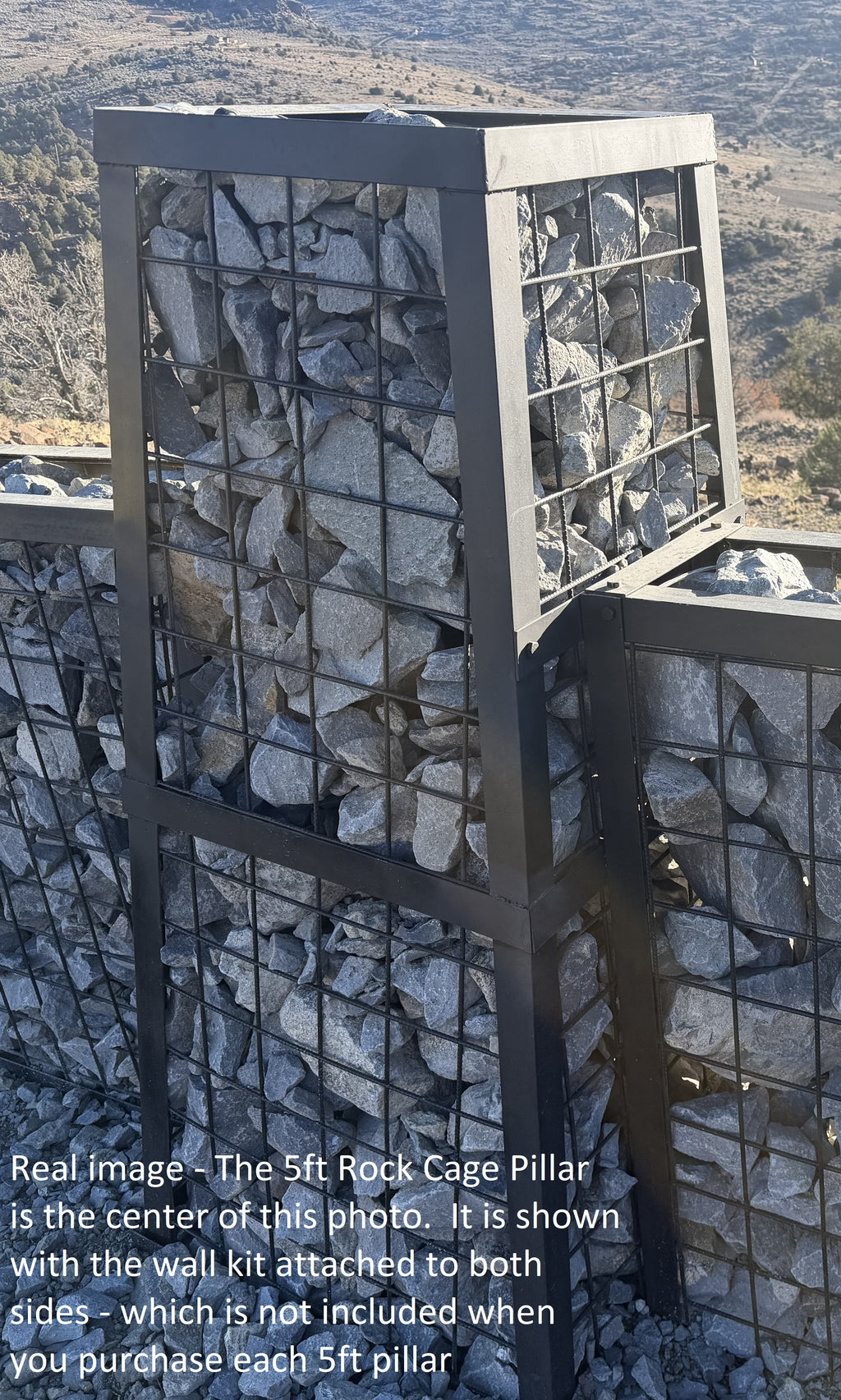 Rock Cage Pillar (Min. Qty 6) - 5ft Tall - FREE Shipping