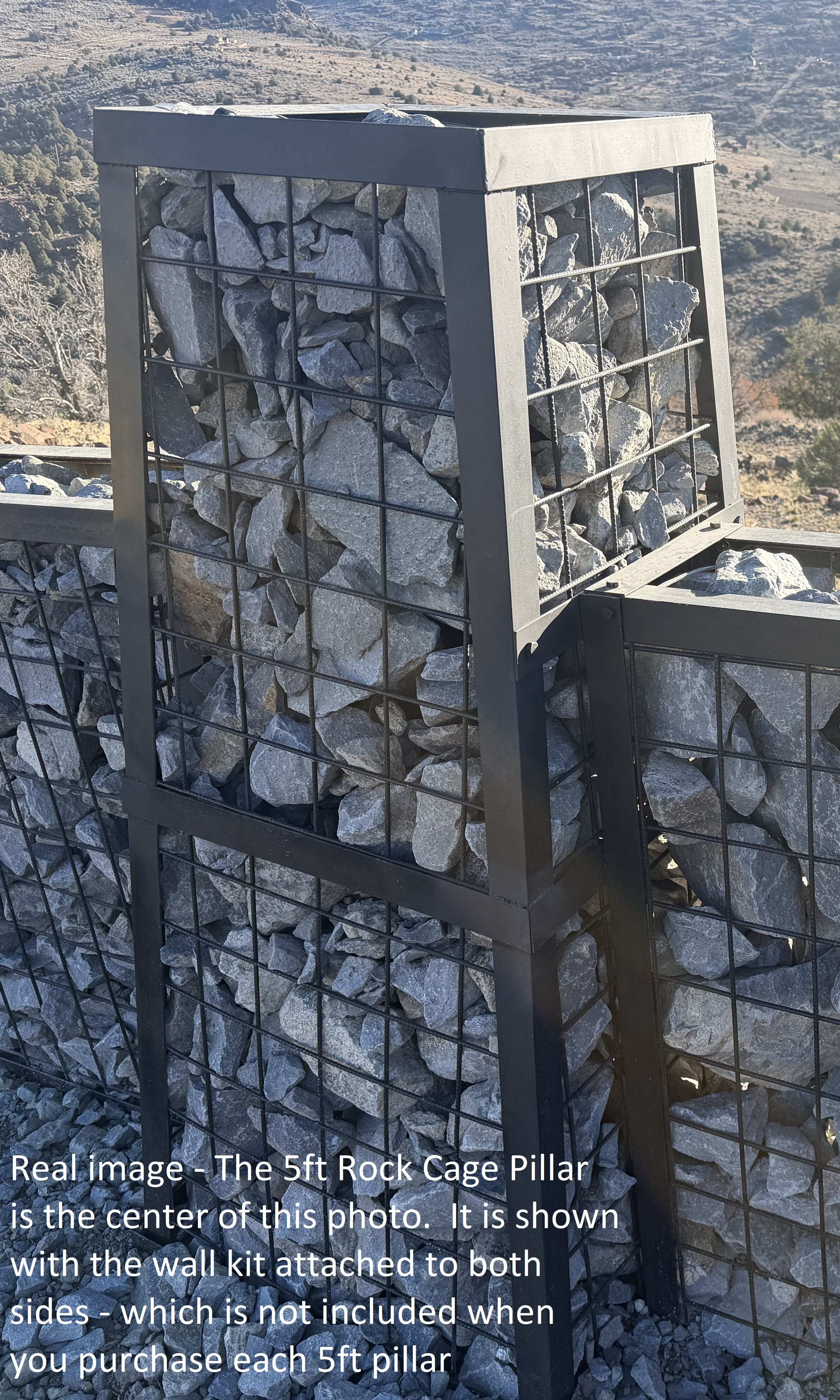 Rock Cage Pillar (Min. Qty 6) - 5ft Tall - FREE Shipping