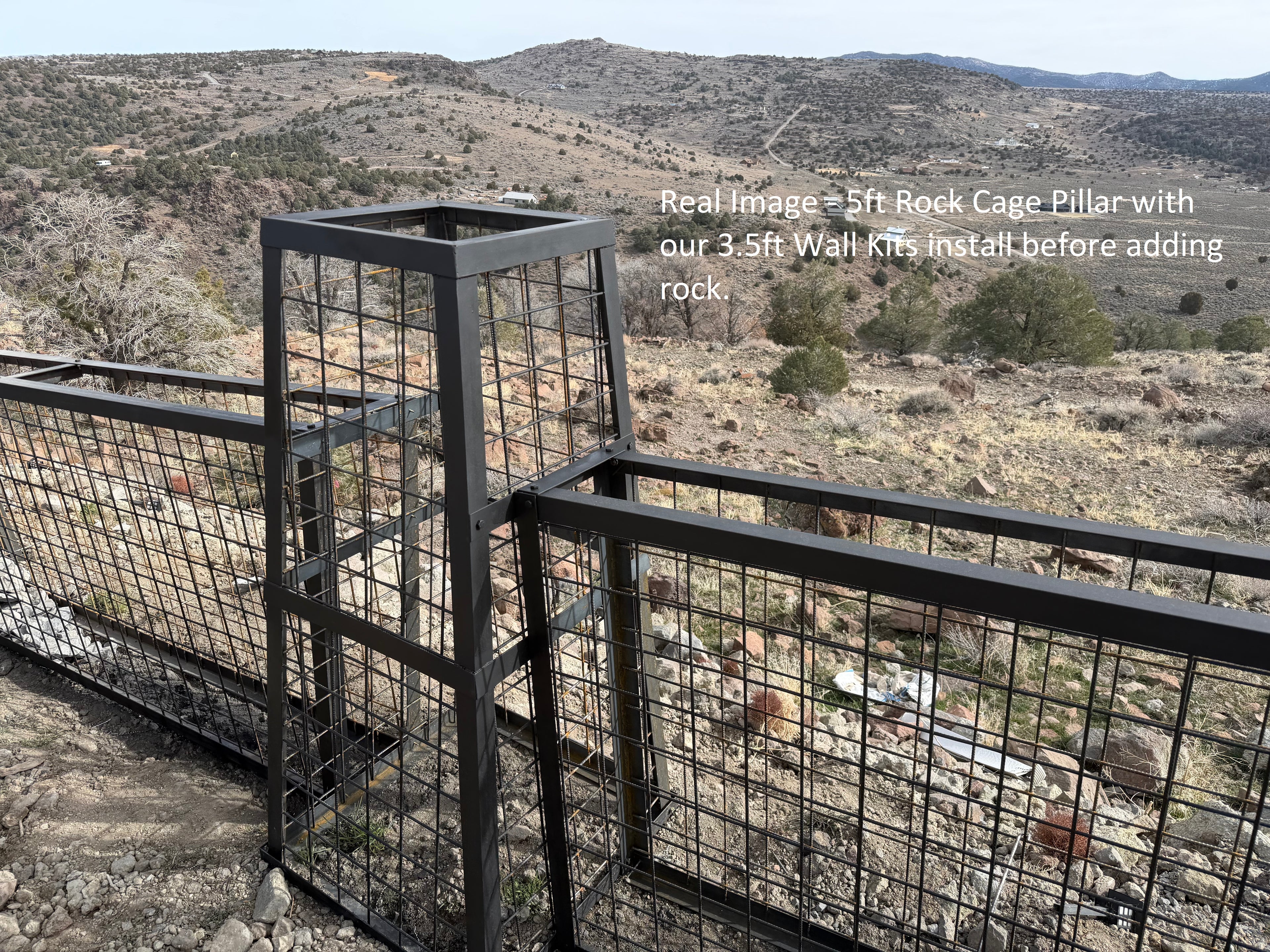 Rock Cage Pillar (Min. Qty 6) - 5ft Tall - FREE Shipping