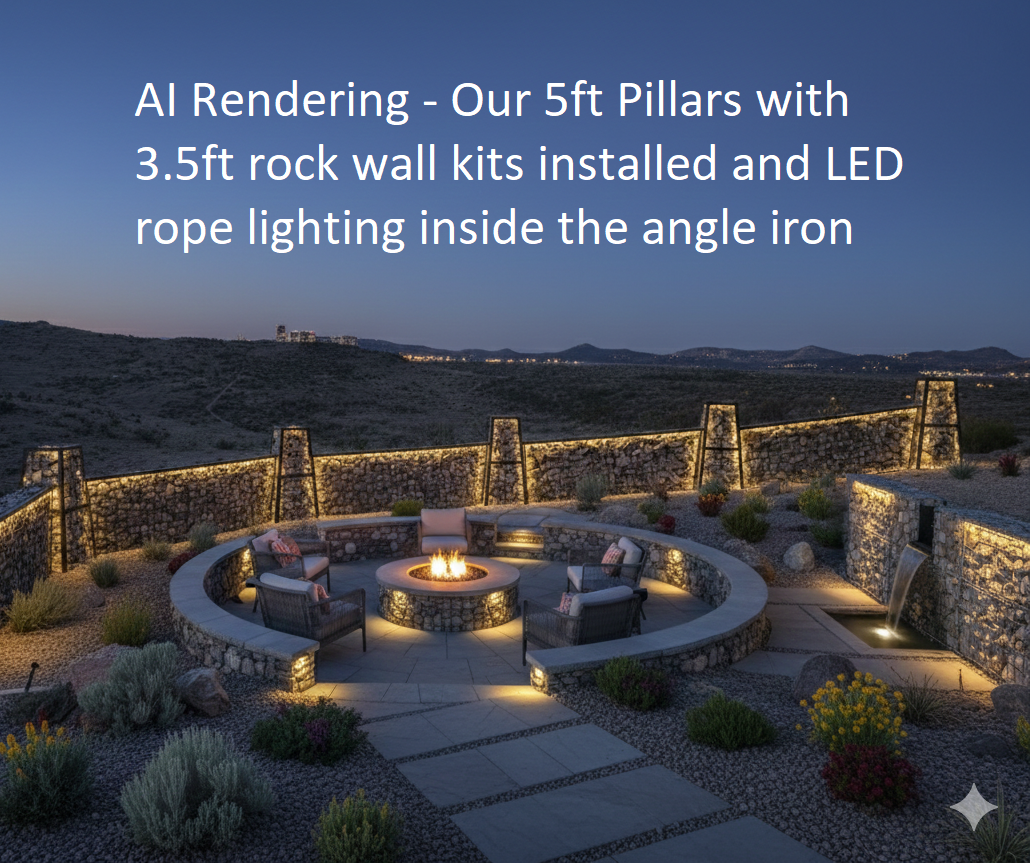 Rock Cage Pillar (Min. Qty 6) - 5ft Tall - FREE Shipping