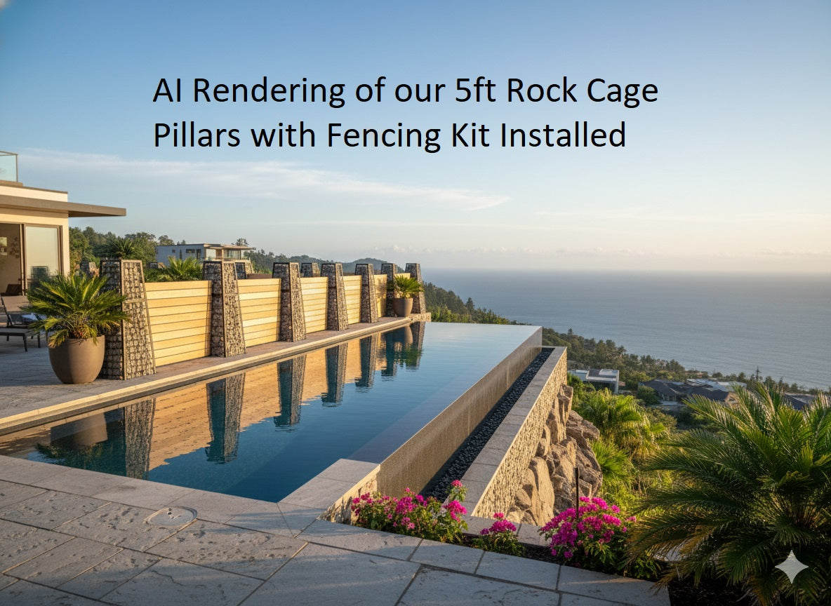 Rock Cage Pillar (Min. Qty 6) - 5ft Tall - FREE Shipping